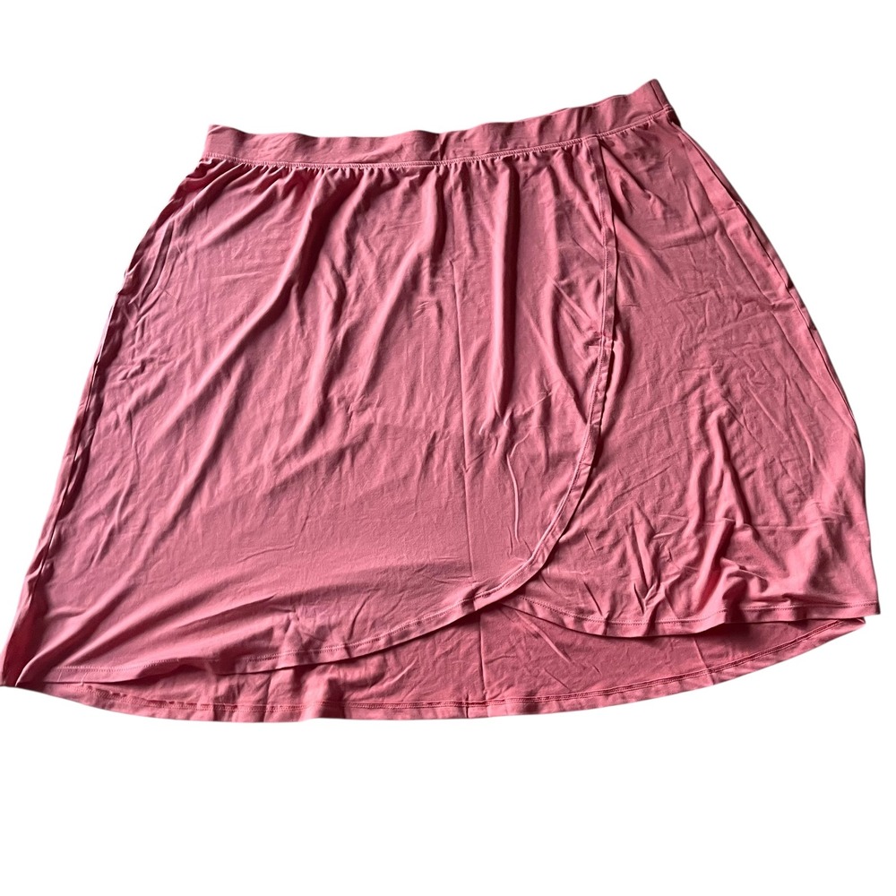 Comfort Code by Cuddlβ Duds 2X Pink Skirt Faux Wrap Front Stretch Knit Casual